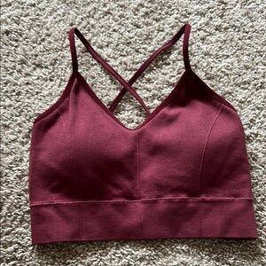 Burgundy Seamless Sports Bra with X-Back Straps